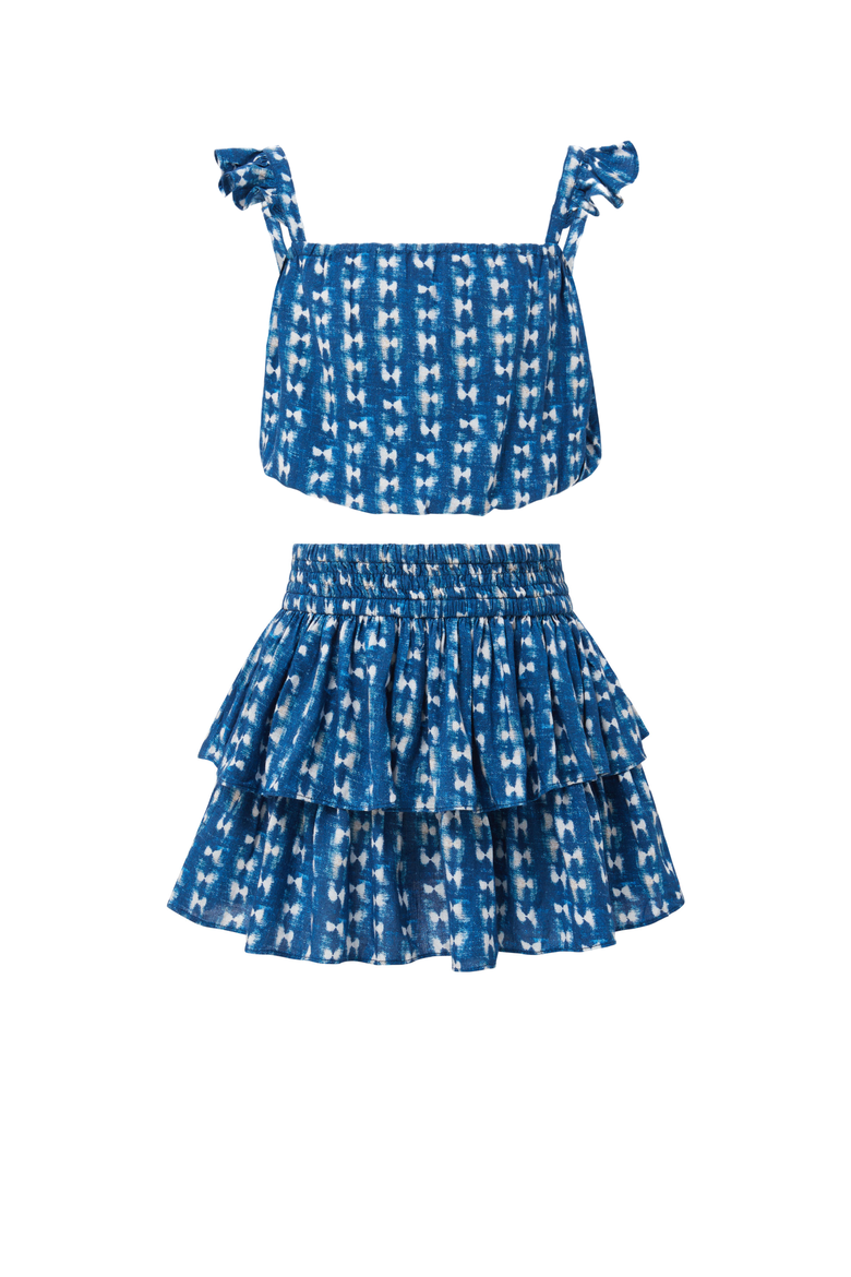 Bryn Bubble Top & Tiered Skirt Set (Toddler, Little Kids, Big Kid)), Main, color, Denim Tides