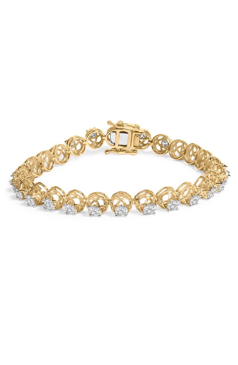 Haus of Brilliance 14K Yellow Gold Plated Silver 3 9/10 Cttw Diamond Buttercup Style Tennis Bracelet, Main, color, Yellow