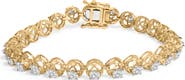 Haus of Brilliance 14K Yellow Gold Plated Silver 3 9/10 Cttw Diamond Buttercup Style Tennis Bracelet