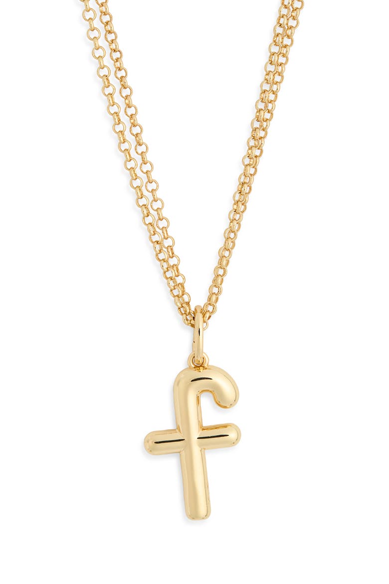 Lowercase Initial Bubble Pendant Necklace, Alternate, color, F- GOLD