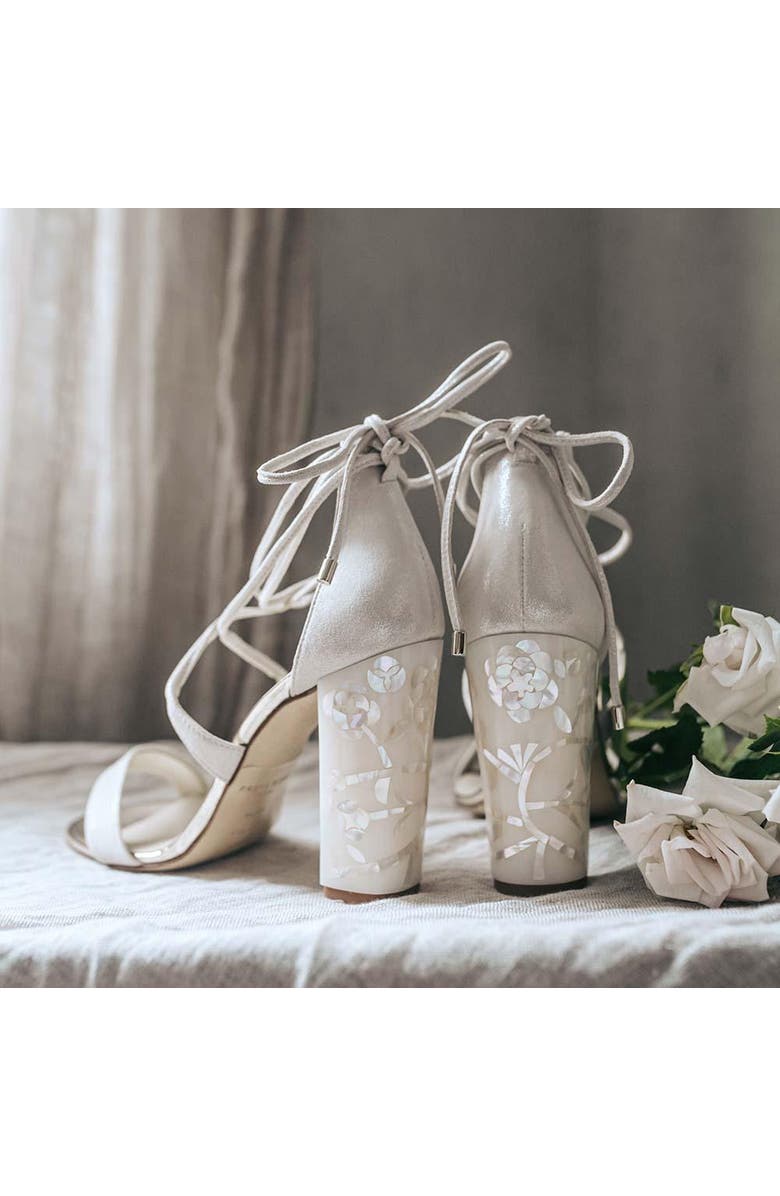 Freya Rose Flora Ankle Strap Pearl Heel Sandal, Alternate, color, Ivory