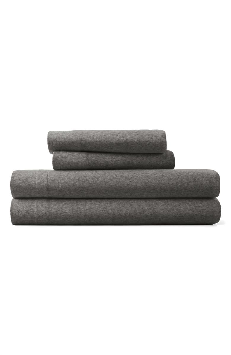 HOMESPUN 4-Piece Cotton Jersey Sheet Set, Main, color, Gray