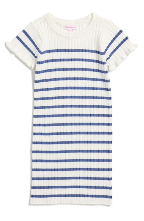 Kids' Stripe Rib Knit T-Shirt Dress (Big Kid)