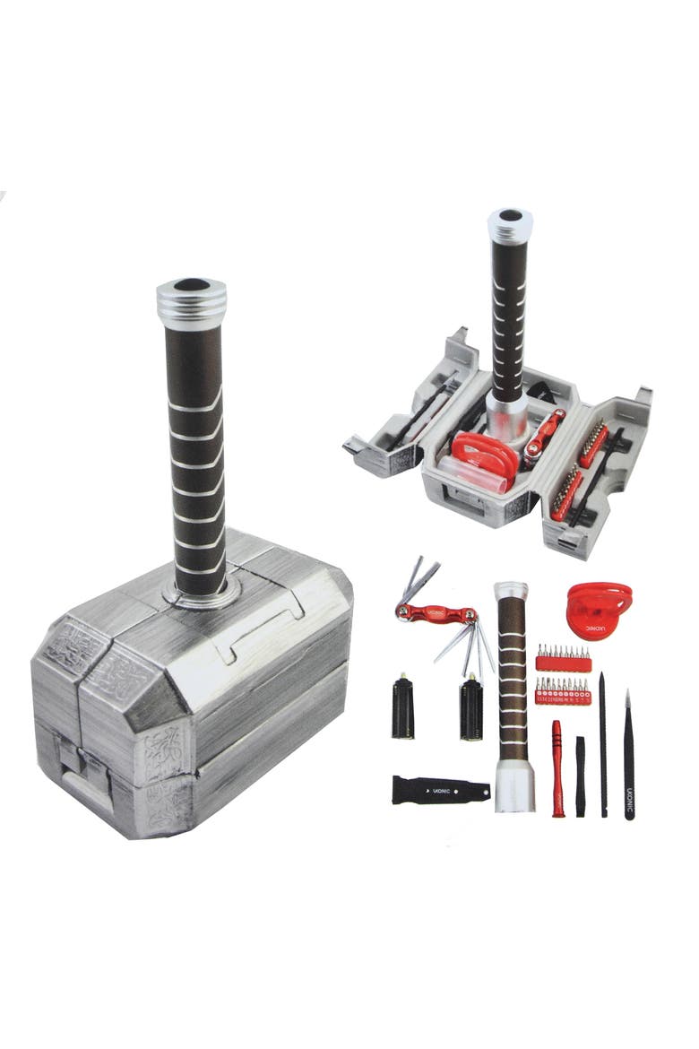 Marvel Avengers Thor's Hammer 30-Piece Tool Set | Mjolnir Toolbox All-In-One Kit, Main, color, Grey