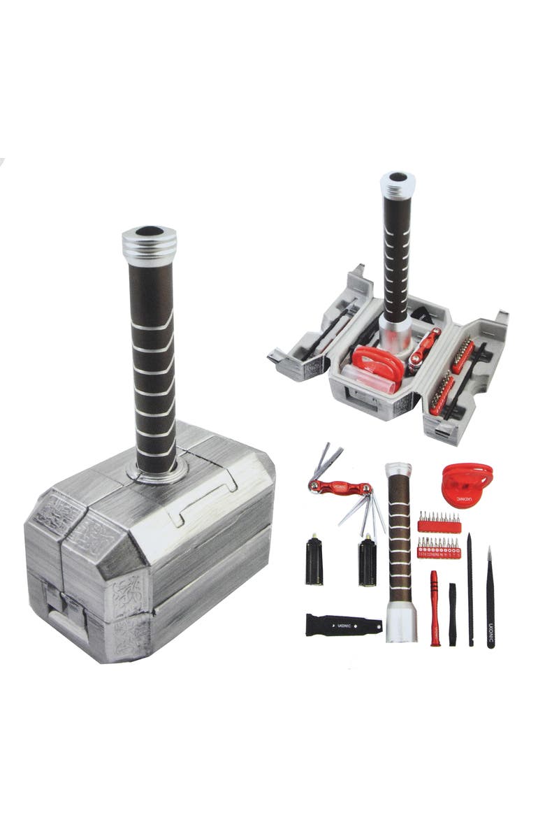 Toynk Marvel Avengers Thor's Hammer 30-Piece Tool Set | Mjolnir Toolbox All-In-One Kit, Main, color, Grey