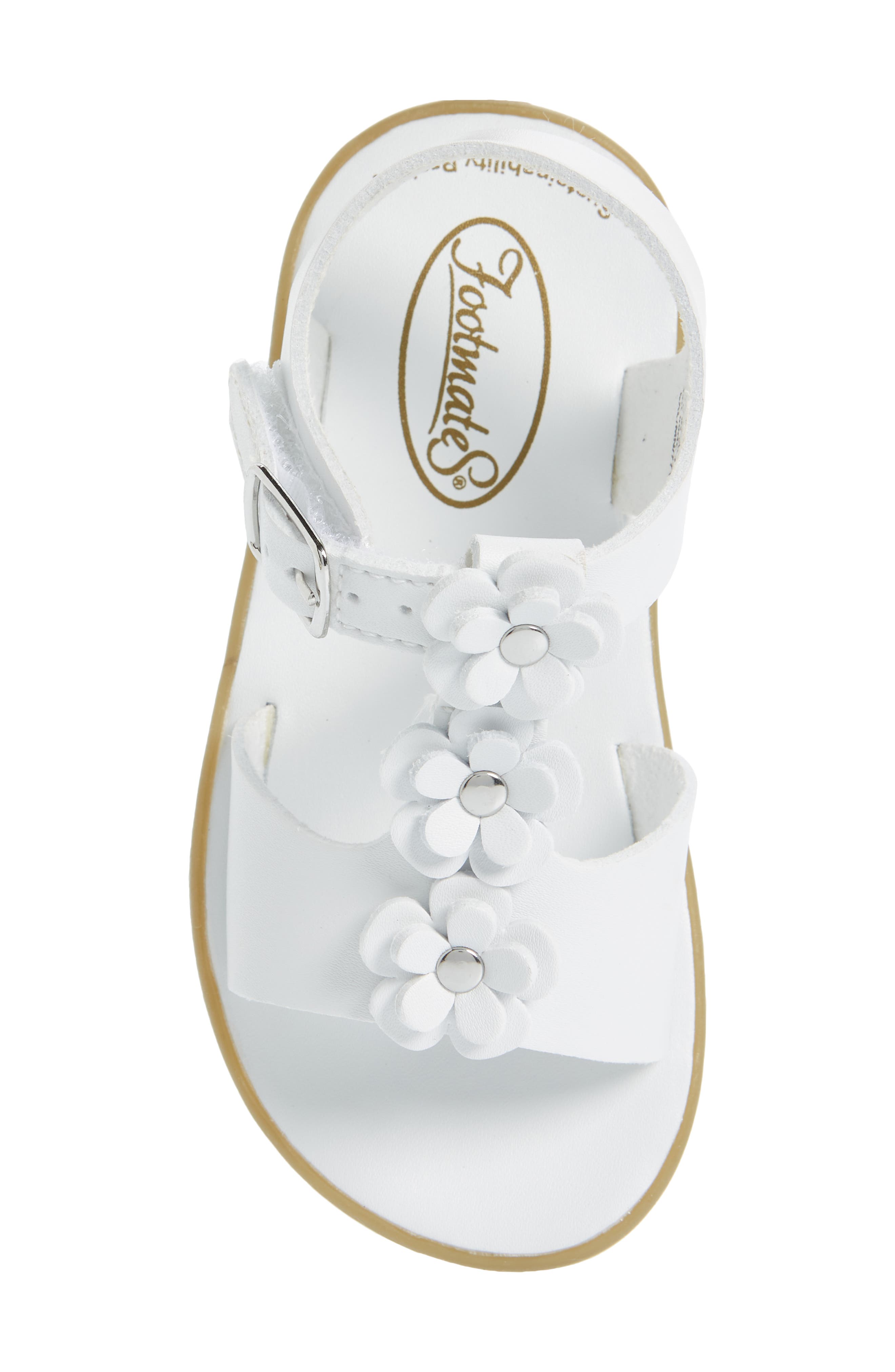 Footmates Jasmine Metallic Flower Waterproof Sandal, Alternate, color, White Micro