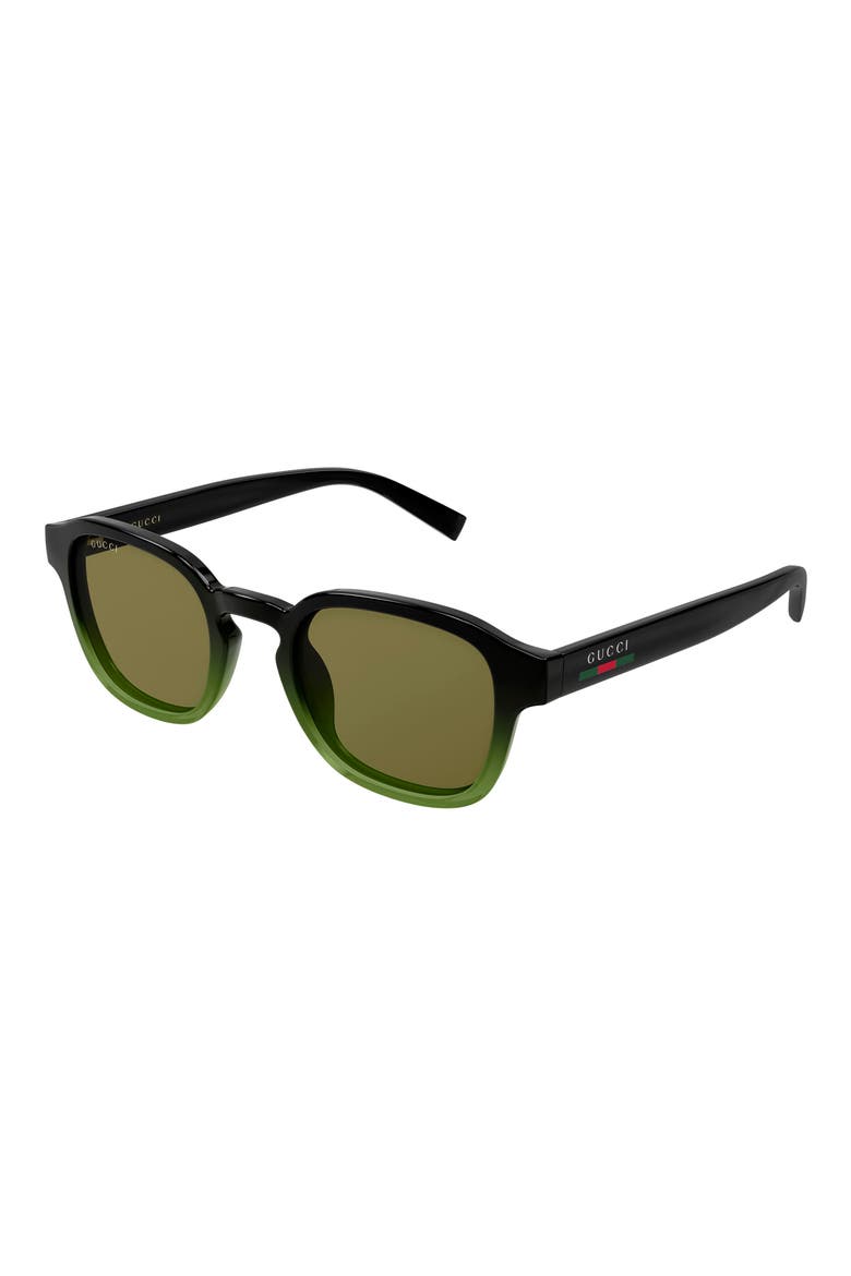 49mm Small Round Sunglasses, Alternate, color, SHINY GRADIENT BLACK