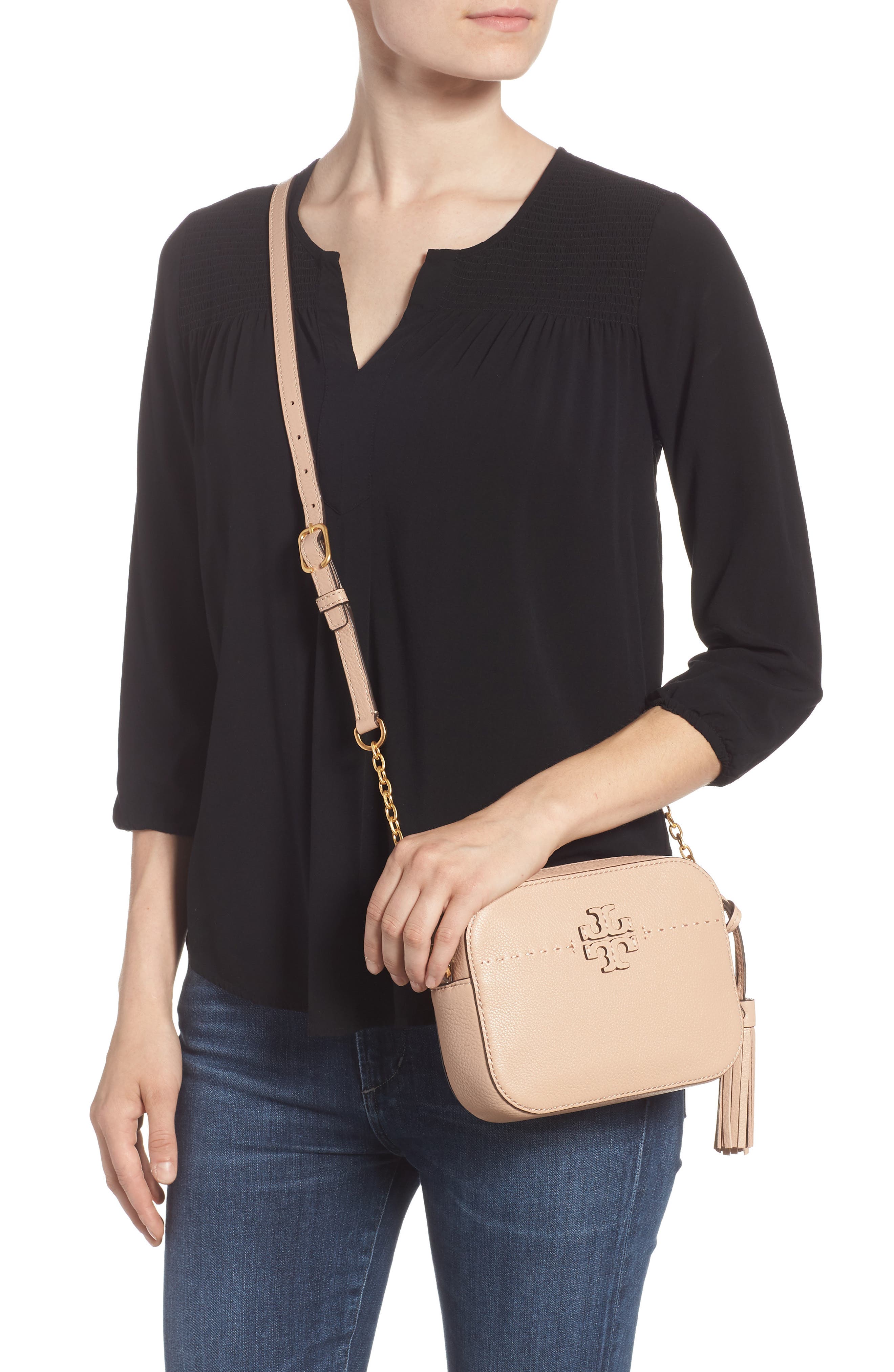 Tory Burch McGraw Leather Camera Bag, Alternate, color, 