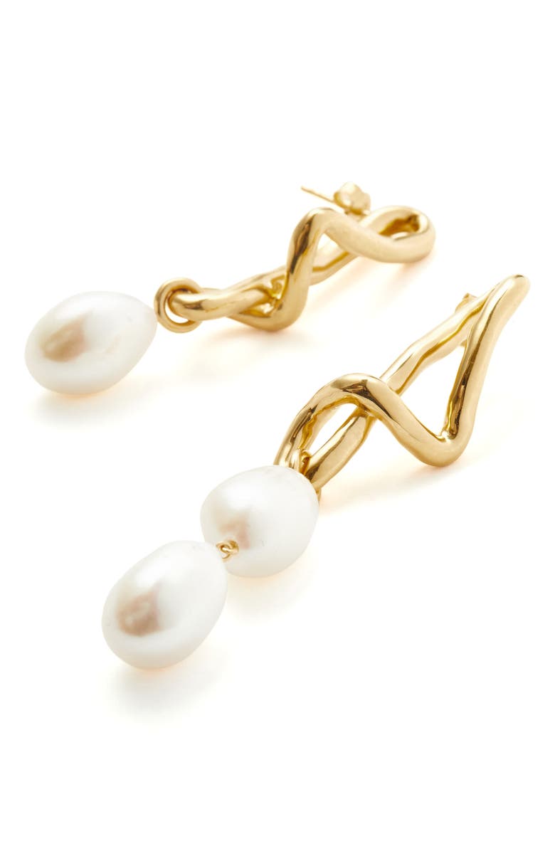 Missoma Molten Baroque Freshwater Pearl Mismatched Drop Earrings, Alternate, color,