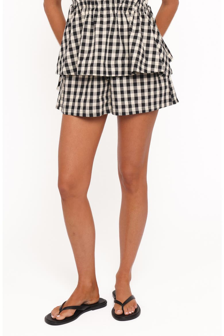 Rory Gingham Cotton Shorts, Main, color, BLACK GINGHAM
