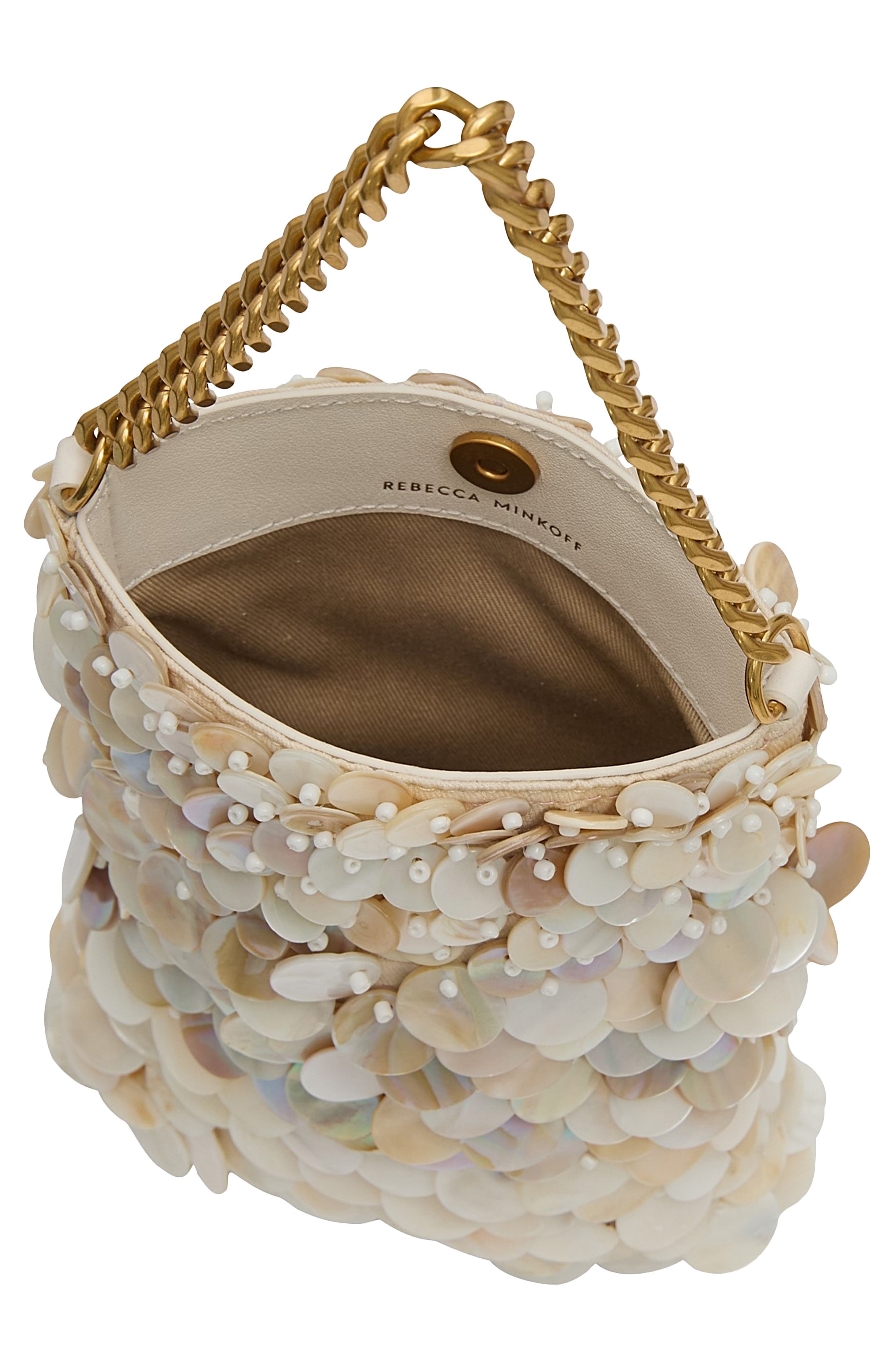 Rebecca Minkoff Ashlee Shimmery Phone Pouch, Alternate, color, Natural