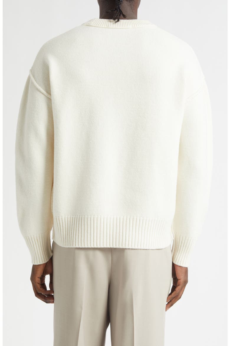 Ami de Coeur Monogram Crewneck Sweater, Alternate, color, ECRU/ NOIR