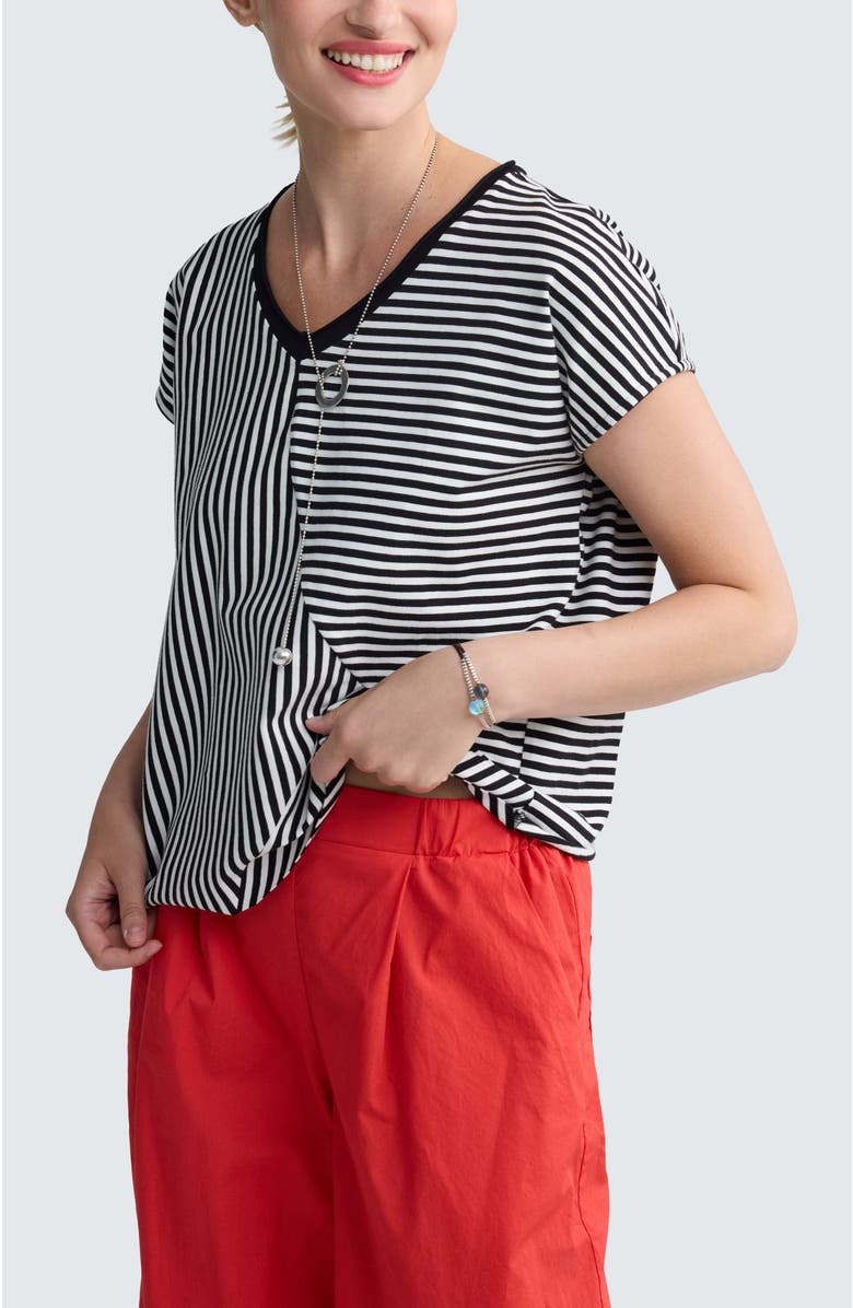 LUUKAA Vanya Striped V-Neck Top, Alternate, color, Black Strip