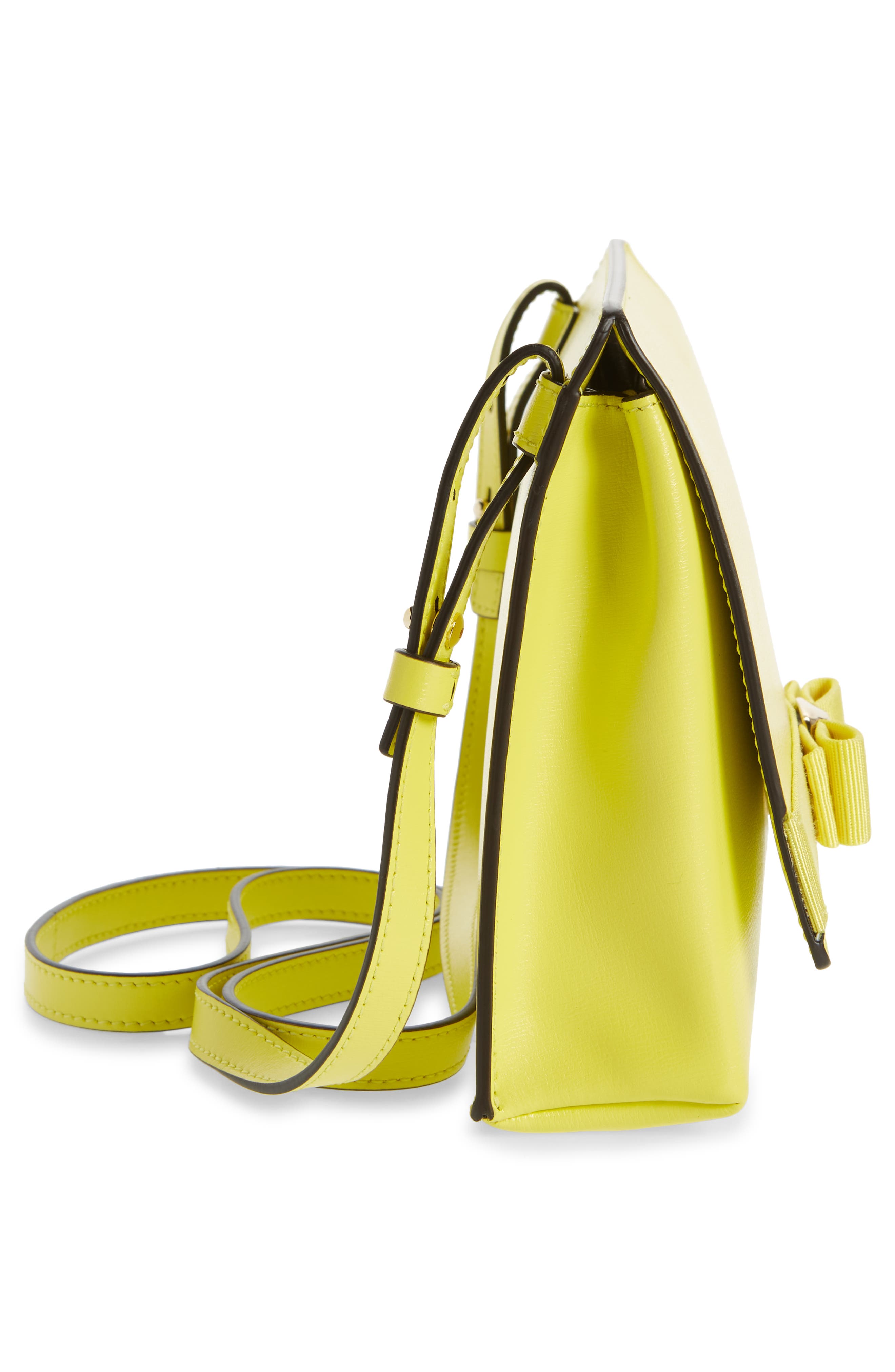 Salvatore Ferragamo Vara Bow Leather Shoulder Bag, Alternate, color, CANARY YELLOW