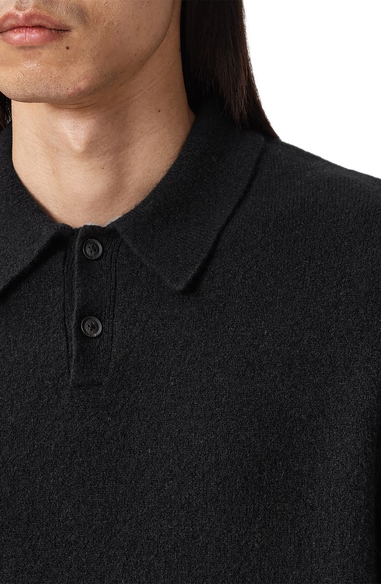AllSaints Patern Long Sleeve Polo, Alternate, color, Black