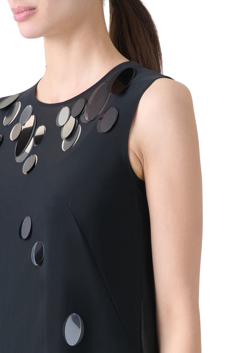 Akris punto Paillette Detail Techno Tulle Midi Dress, Alternate, color, Black