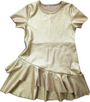 JOE-ELLA Kids' Metallic Knit Sparkle Dress