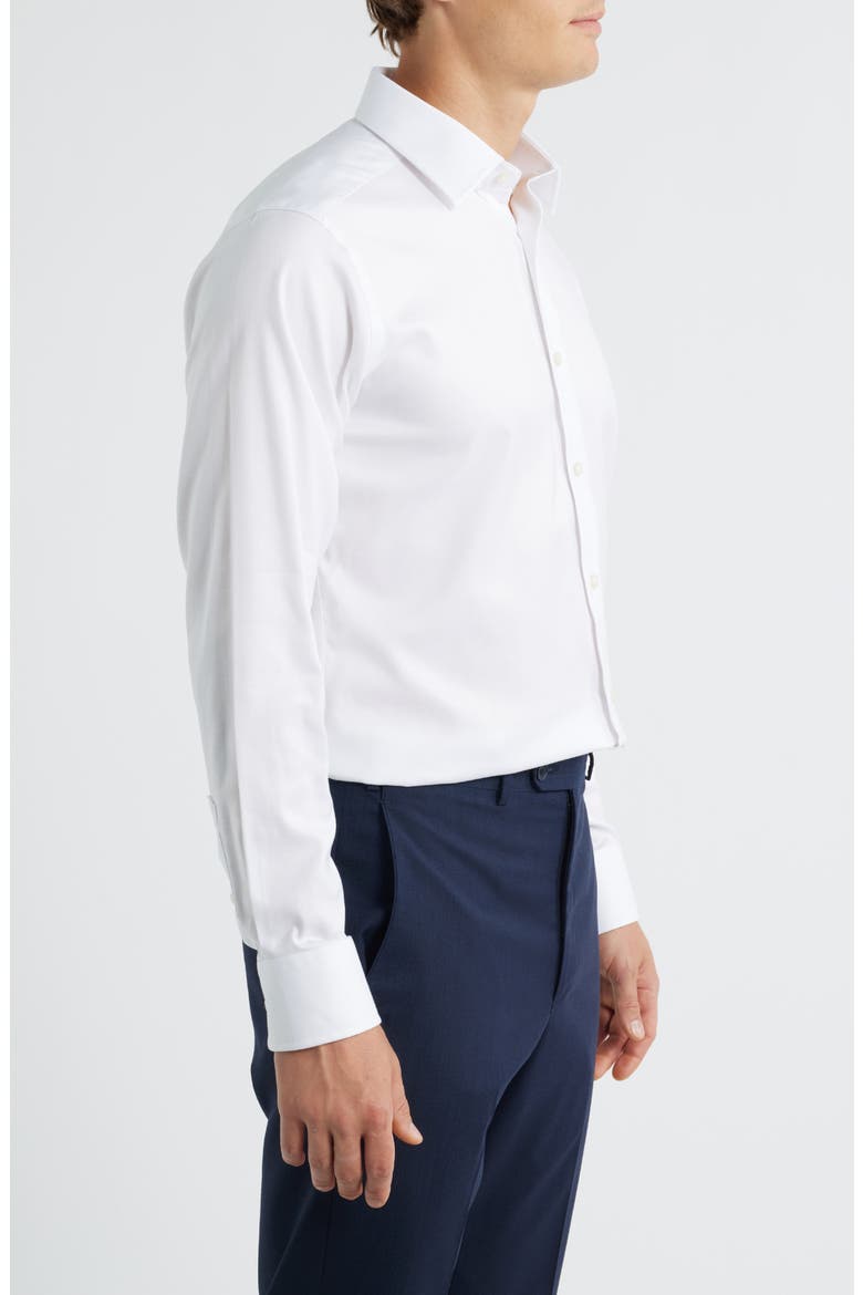 Slim Fit Stretch Cotton Dress Shirt, Alternate, color, WHITE/ WHITE