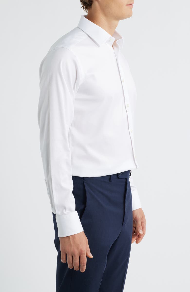 David Donahue Slim Fit Stretch Cotton Dress Shirt, Alternate, color, White/ White