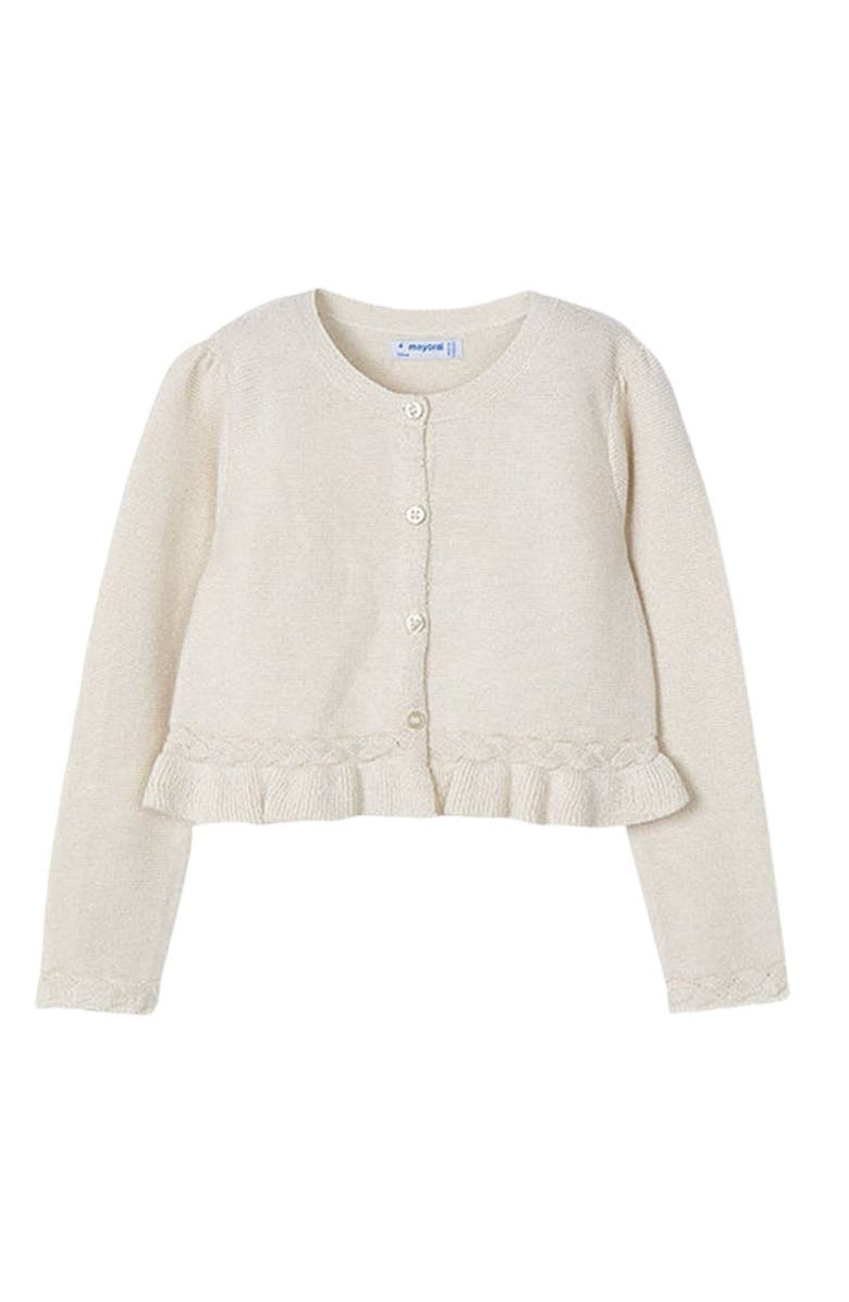 Mayoral Ruffle Tricot Cardigan, Main, color, 
