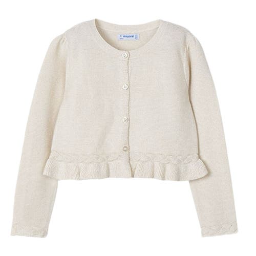 Mayoral Ruffle Tricot Cardigan In Champagne