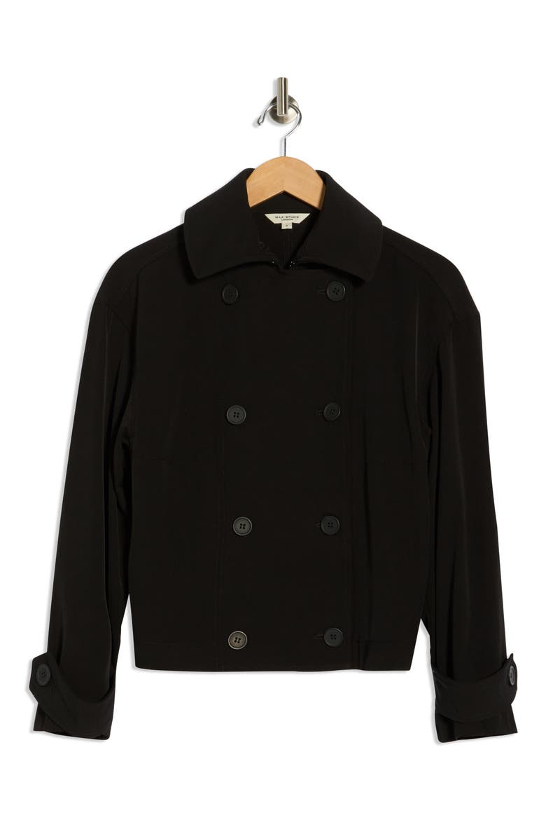 Twill Double Breasted Jacket, Alternate, color, BLACK-BLACK