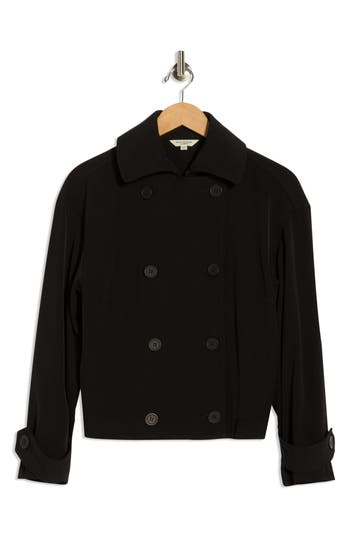 Max Studio Twill Double Breasted Jacket In Black