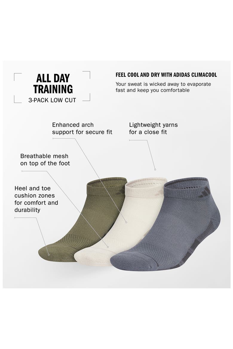 Training All-Day 3-Pack Low Cut Socks, Alternate, color, BLACK/ ONIX GREY/ NIGHT GREY