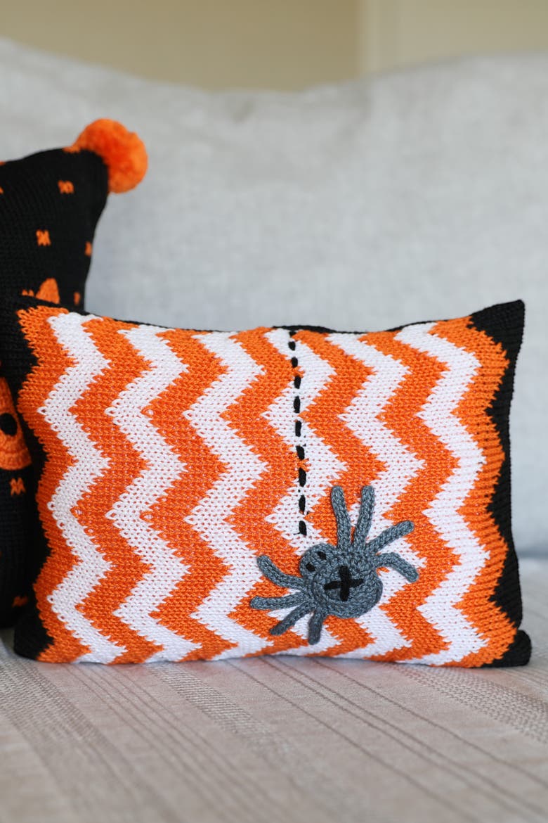 Halloween Spider Mini Pillow, Alternate, color, Orange and Black