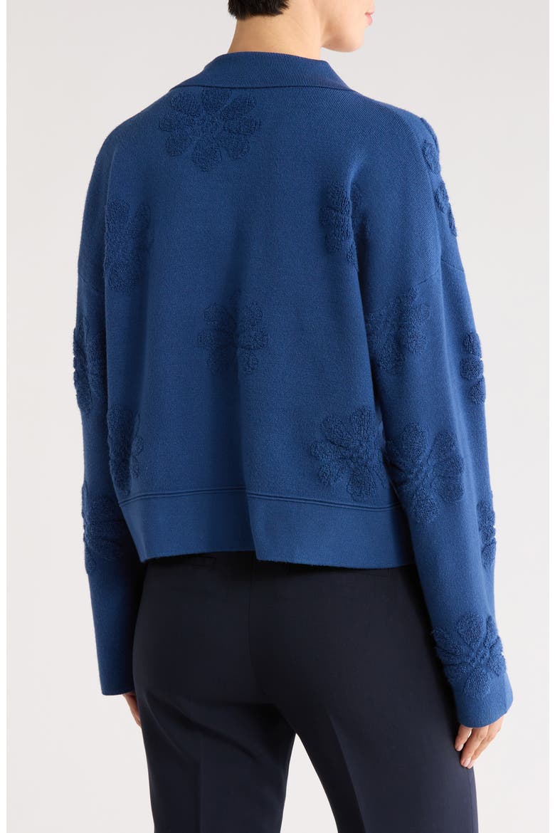 Floral Textured Sweater Jacket, Alternate, color, SEAPORT HEATHER