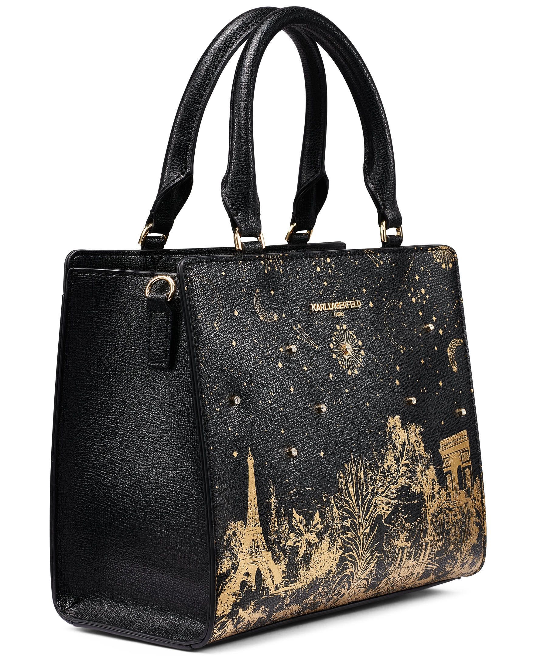 Printed Paris Crossbody, Alternate, color, Black/Gold
