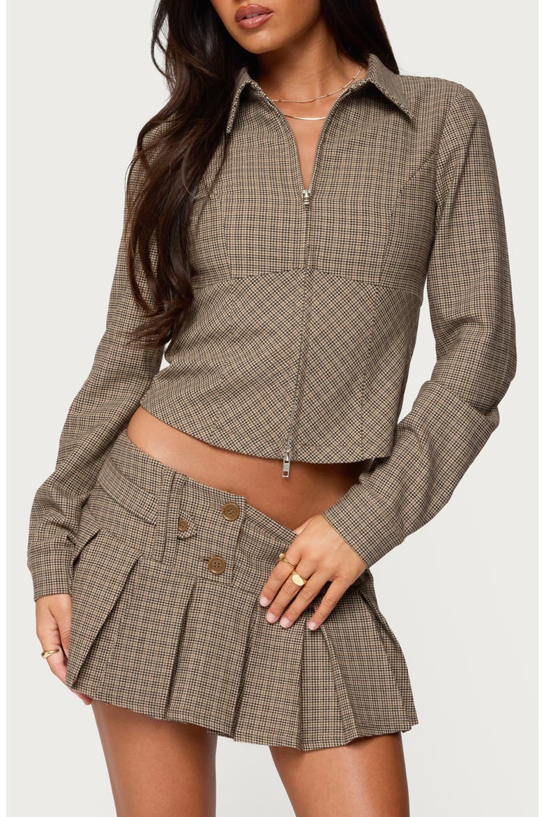 Lockette Plaid Crop Jacket, Main, color, MIX