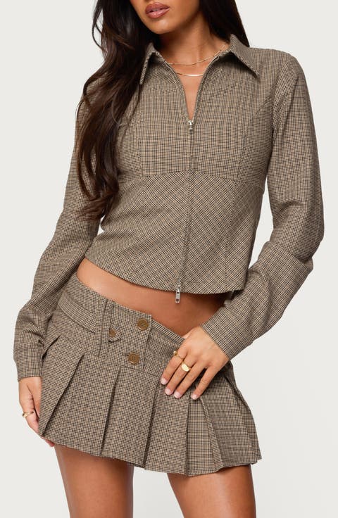 Lockette Plaid Crop Jacket