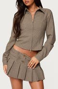 EDIKTED Lockette Plaid Crop Jacket