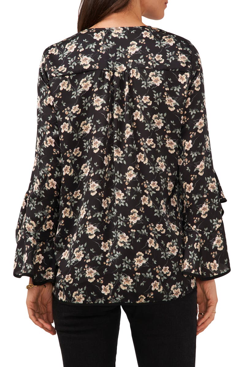 Vince Camuto Floral Print Bell Sleeve Top, Alternate, color,