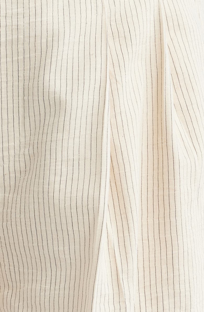 FRAME Belted Stripe Cotton & Linen Blend Shorts, Alternate, color, Ecru Multi