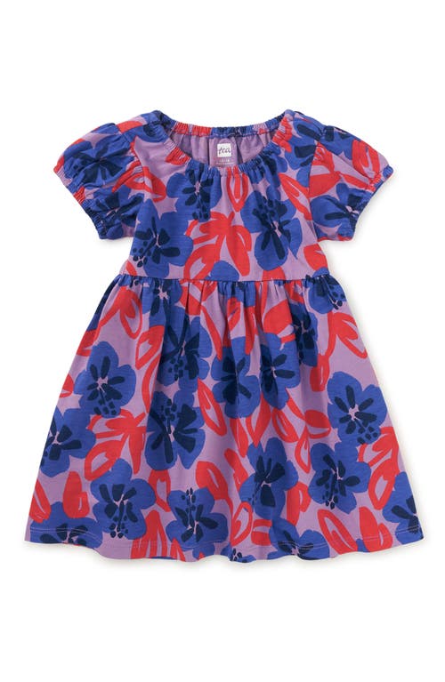Tea Collection Puff Sleeve Empire Dress In Pop Hibiscus