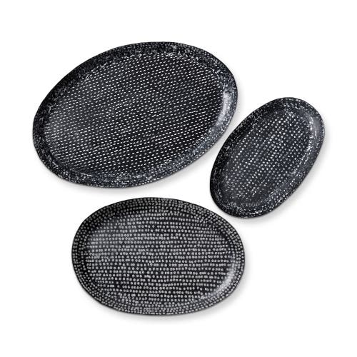 Tag Zahara Embossed Oval Decorative Tray In Black
