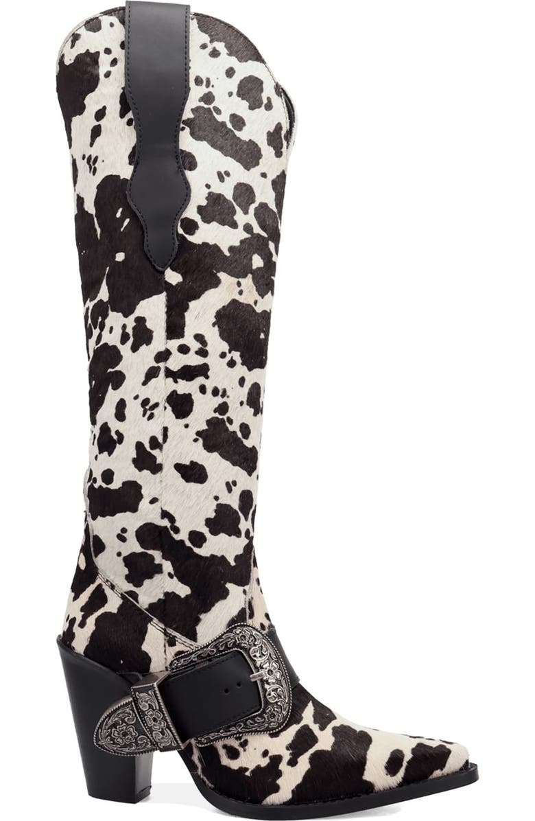 Dingo Spur Crazy Genuine Calf Hair Over the Knee Boot, Alternate, color, Cow Print