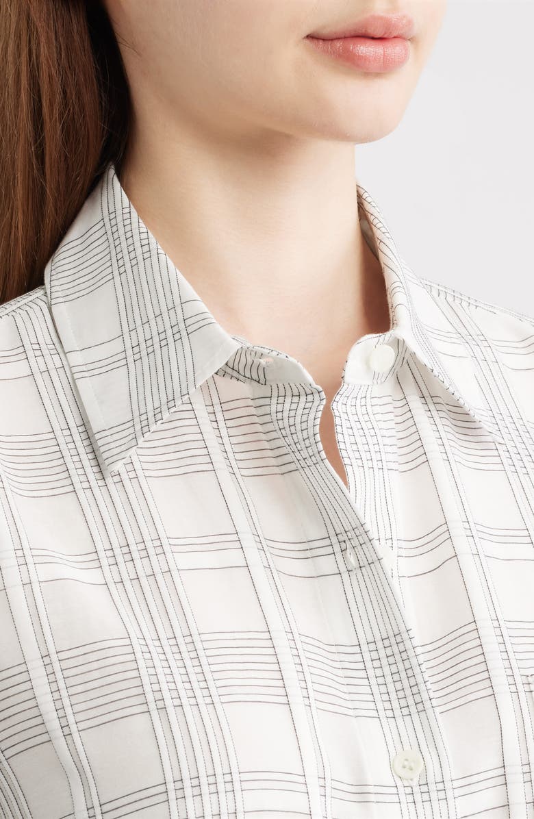 rag & bone Connie Plaid Short Sleeve Cotton & Silk Button-Up Shirt, Alternate, color, White Plaid