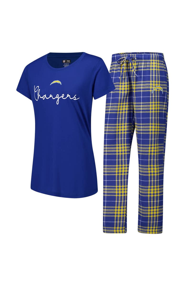 CONCEPTS SPORT Women's Concepts Sport Los Angeles Chargers Vector T-Shirt & Flannel Pants Sleep Set, Main, color, Royal