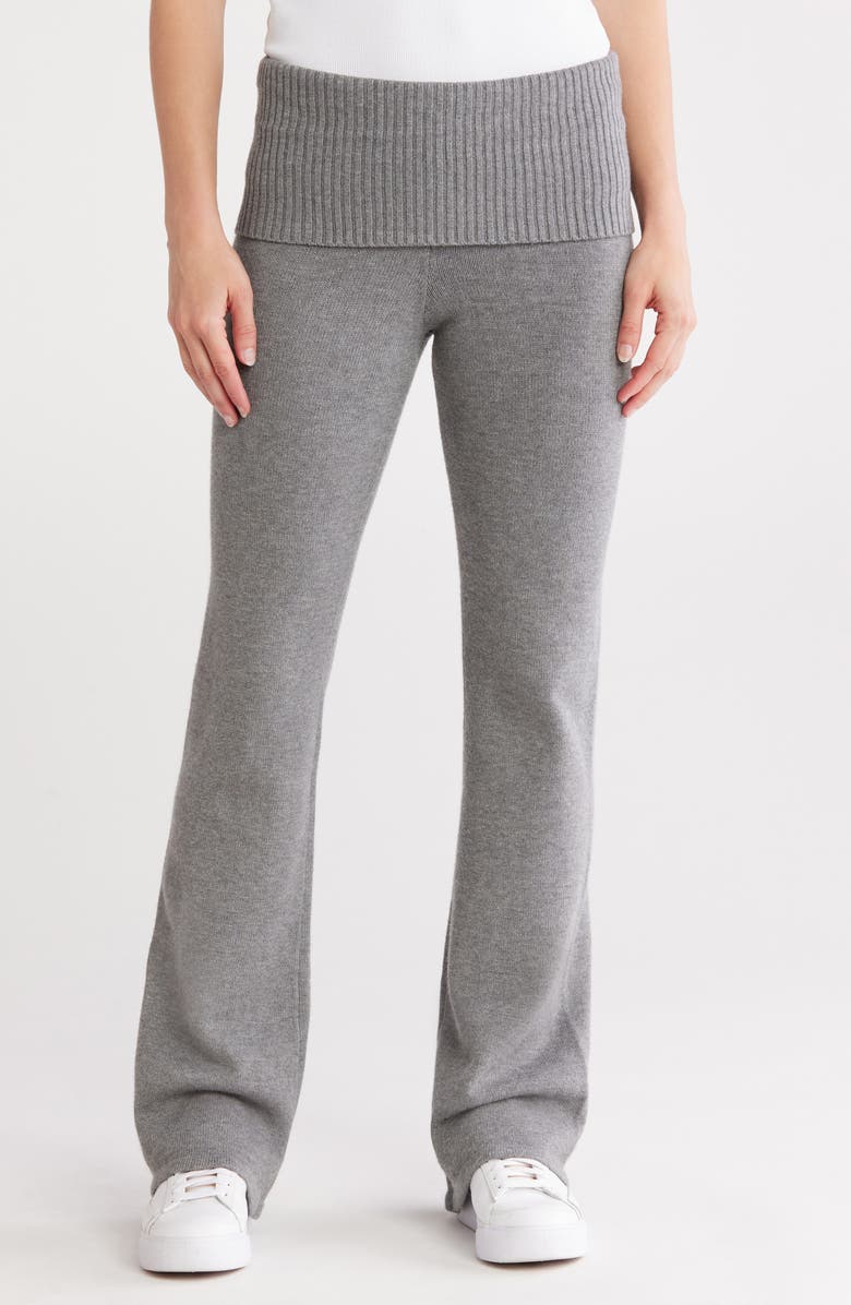 Lucky Brand Foldover Sweater Pants, Main, color, Medium Heather Grey