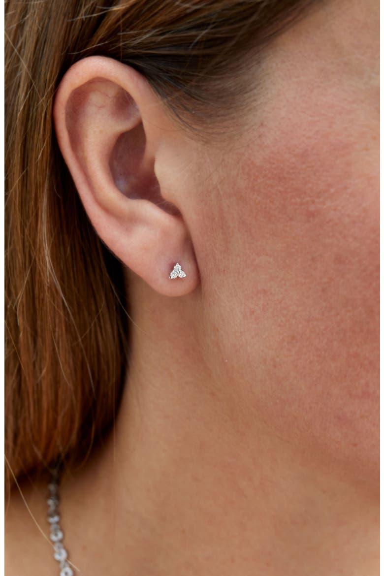 14K Gold Diamond Trio Stud Earrings - 0.15 ctw, Alternate, color, WHITE