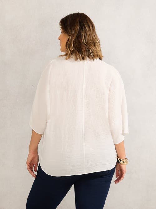 Live Unlimited Dolman Sleeve Gathered Neck Top In White