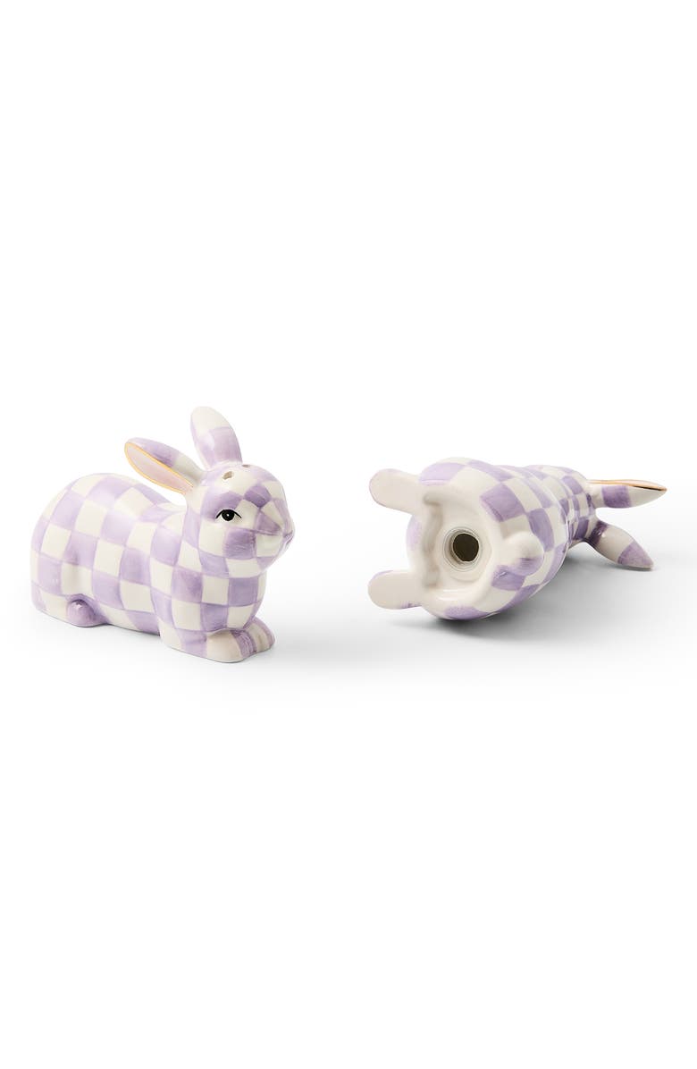 MACKENZIE CHILDS Violet Check Bunny Salt & Pepper Shaker Set, Alternate, color, Purple