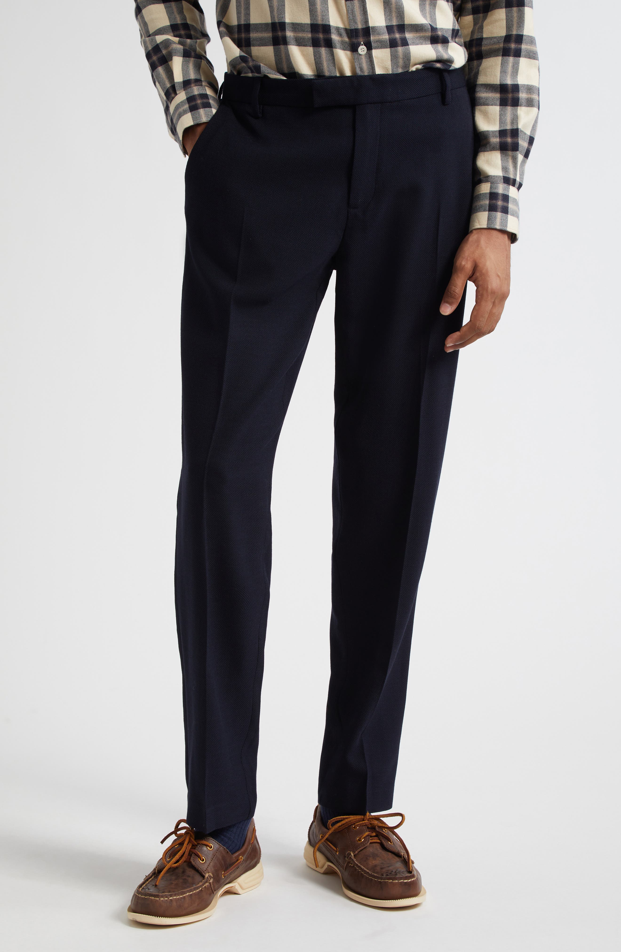 Textured Stretch Wool Trousers
