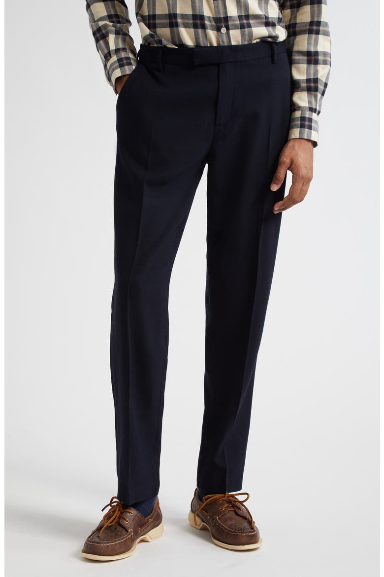 Textured Stretch Wool Trousers, Main, color, NAVY