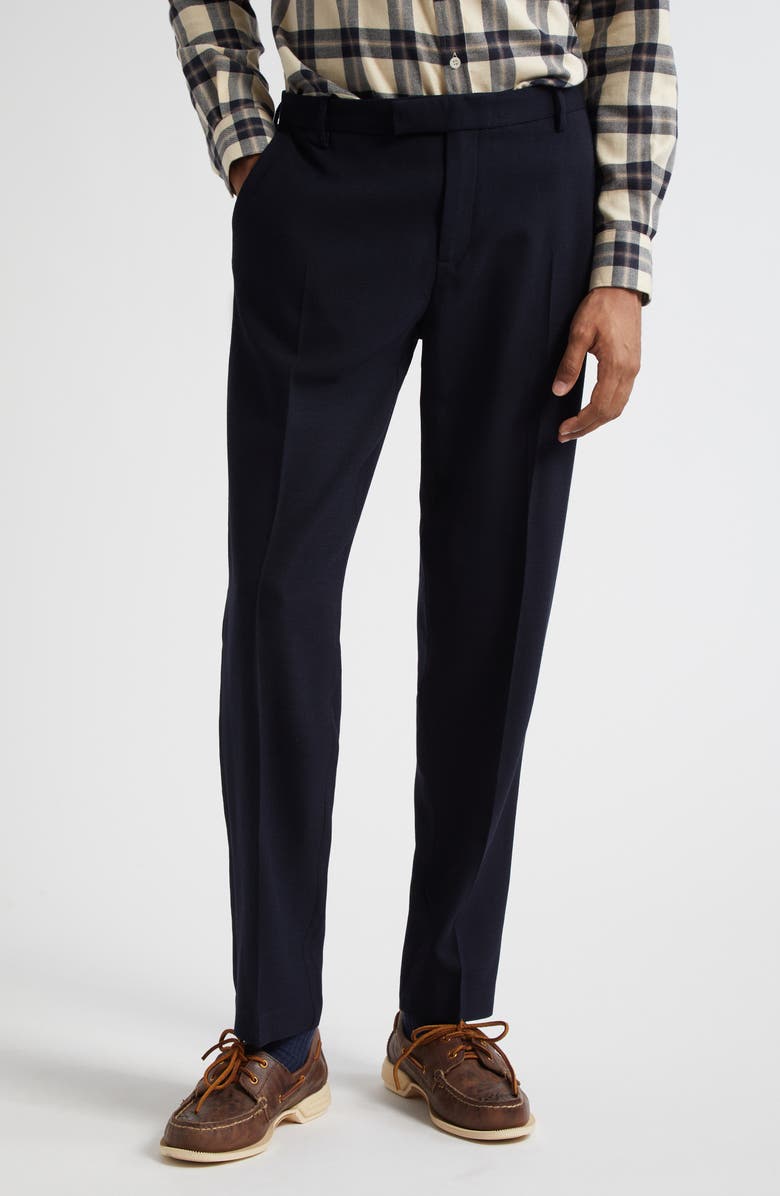 Sunspel Textured Stretch Wool Trousers, Main, color, Navy