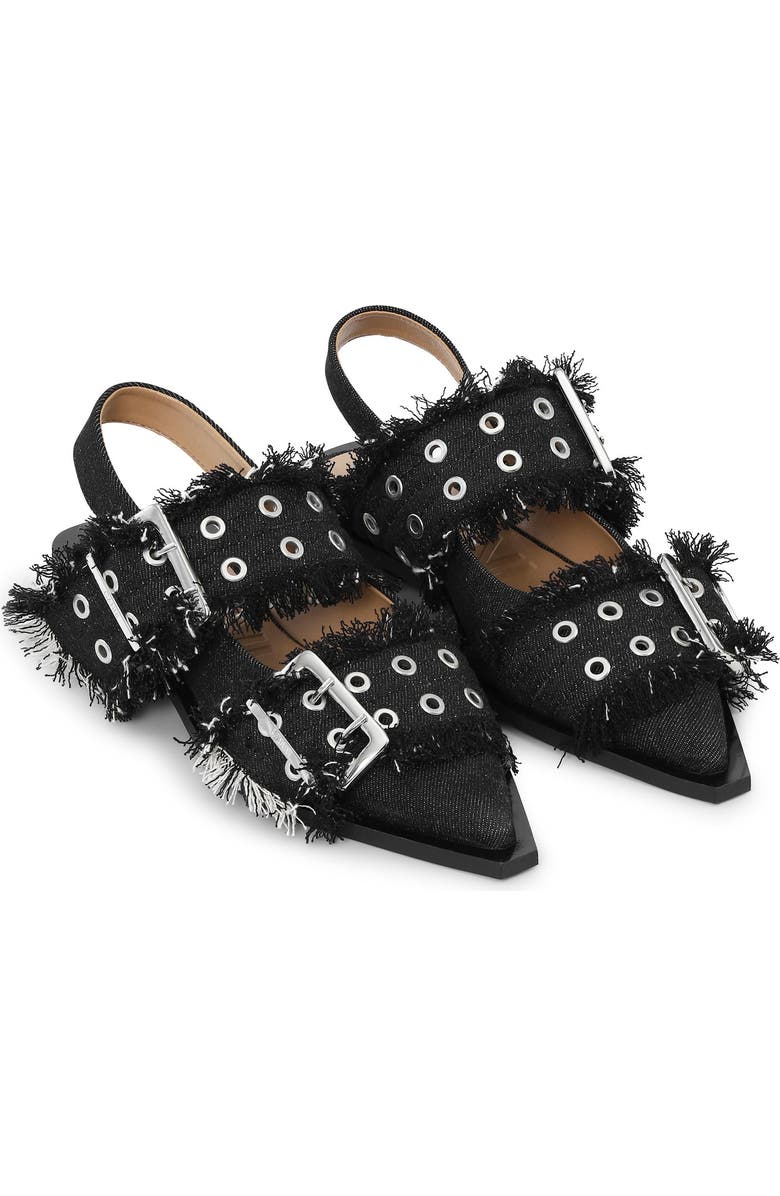 Ganni Slingback Pointed Toe Flat, Main, color, Black