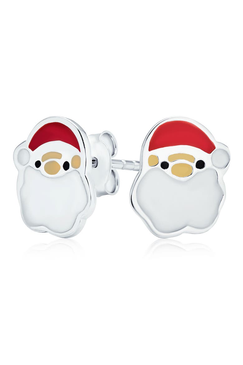 Santa Enamel Stud Earrings, Main, color, WHITE